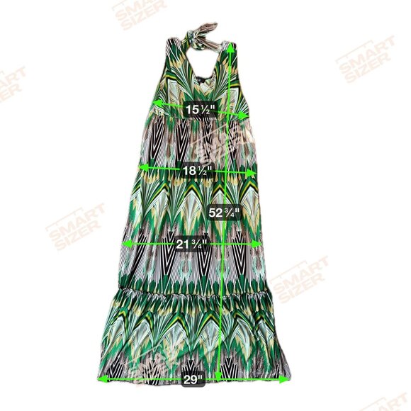 AGB Maxi Dress Womens Size L Tiered Y2K Empire Waist V Neck Abstract USA Vtg - Picture 2 of 7